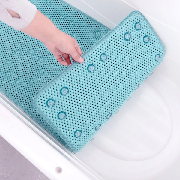 Aqua Blue Non-Slip Foam Bathtub Shower Mat With Suction Cups