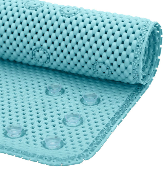 Aqua Blue Non-Slip Foam Bathtub Shower Mat With Suction Cups