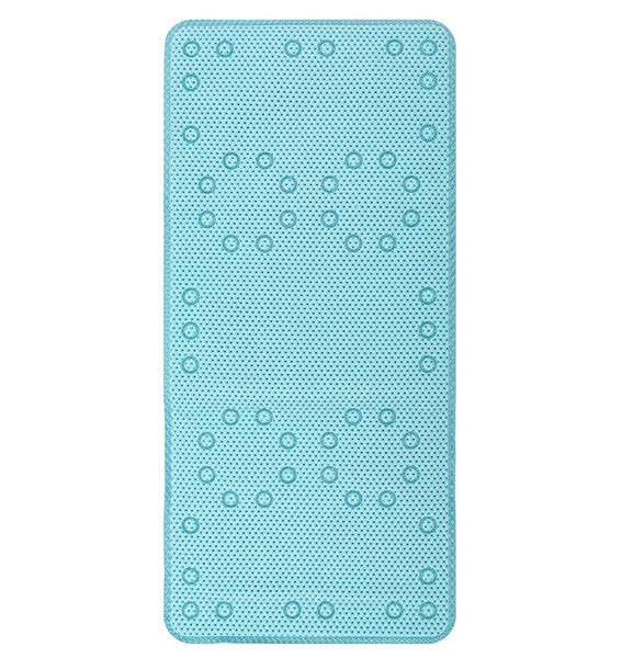 Aqua Blue Non-Slip Foam Bathtub Shower Mat With Suction Cups