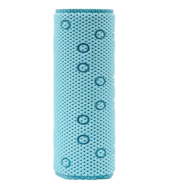 Extra Thick Long Light Blue Non-Slip Foam Bathtub Shower Mat With Suction Cups Fast Drying - 36" x 17"