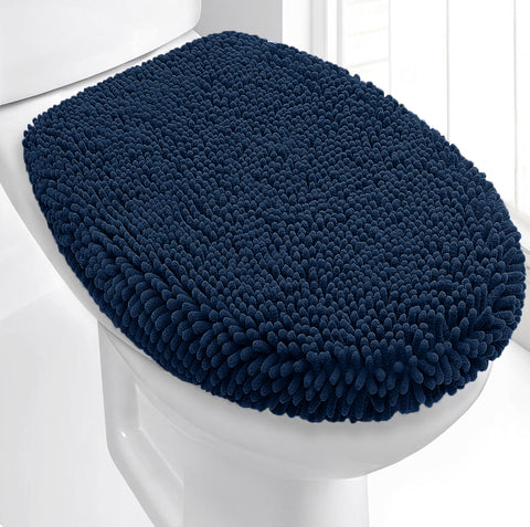 21"x18" - Navy Blue Soft Cozy Plush Chenille Toilet Seat Cover