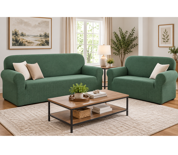 Mint 2-Piece Set Slipcover Sofa & Loveseat Cover Protector 4-Way Stretch Elastic