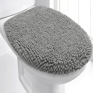 21"x18" - Light Grey Soft Cozy Plush Chenille Toilet Seat Cover