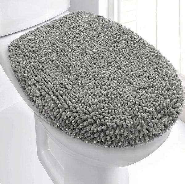 21"x18" - Light Grey Soft Cozy Plush Chenille Toilet Seat Cover