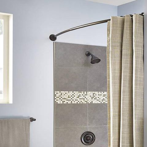 40"-64" Bronze Metal Shower Curtain Curved Rod Rust Resistant Non-Slip