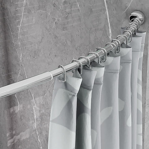 40"-64" Silver Metal Shower Curtain Curved Rod Rust Resistant Non-Slip