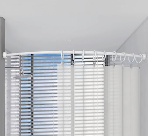 40"-64" White Metal Shower Curtain Curved Rod Rust Resistant Non-Slip