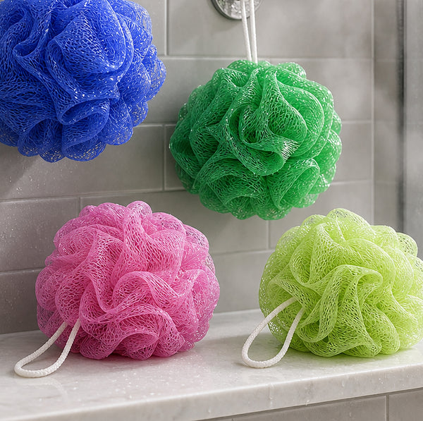 4 Pack Multicolor Mesh Exfoliating Bath Loofah Shower Sponge Body Scrubber