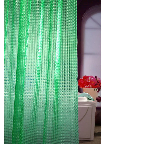 Green 3D Geometric Vinyl Shower Curtain Liner Waterproof