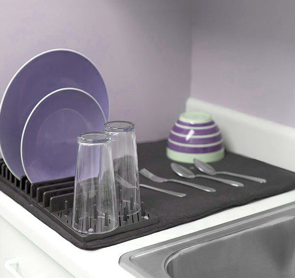Plastic Dish Rack with Micro Fiber Drying Mat