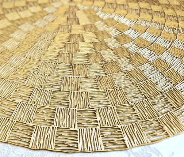 4 Pack Gold Round Circle PVC Placemat