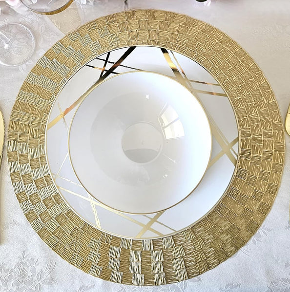 4 Pack Gold Round Circle PVC Placemat