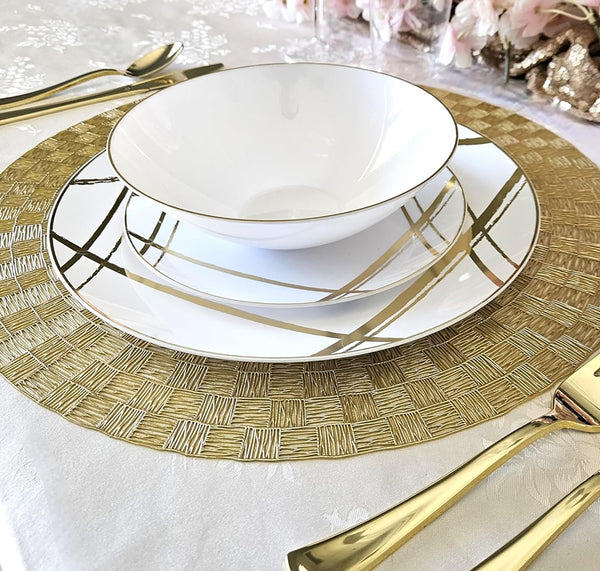4 Pack Gold Round Circle PVC Placemat