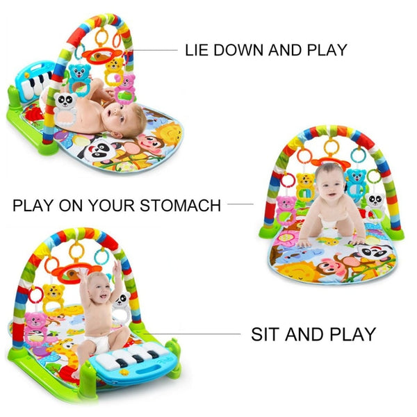 3 in 1 Baby Play Mat Rug Toys Crawling Music Play Game Developing Mat with Piano Keyboard Infant Carpet Education Rack Toy
