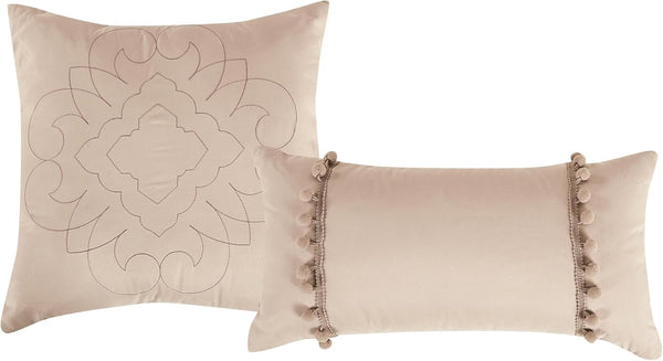 9 Piece Bed-in-a-Bag Blush Pink Quilted Solid Soft Bedding Comforter Set