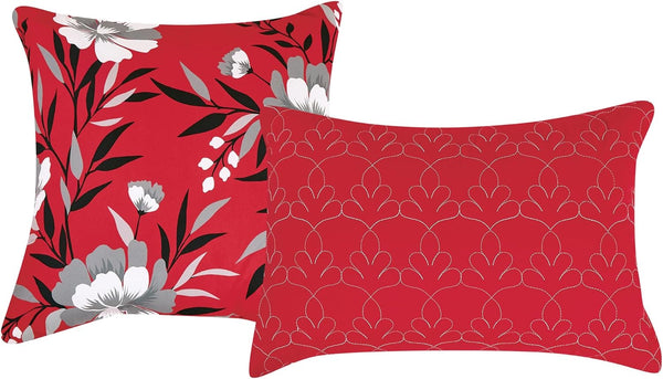 9 Piece Bed-in-a-Bag Red Quilted Solid Soft Bedding Comforter Set