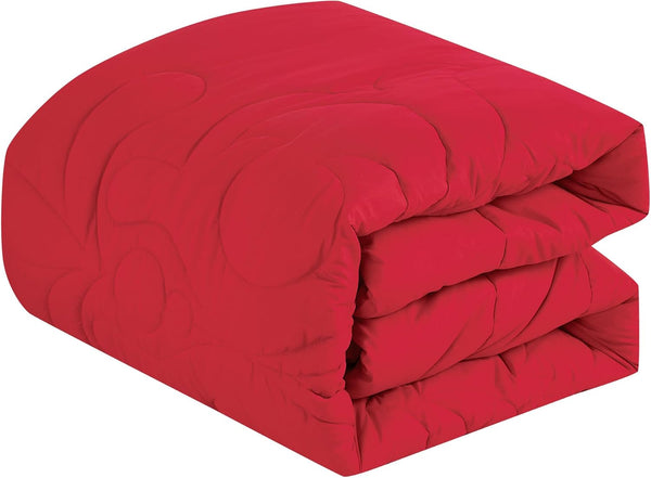 9 Piece Bed-in-a-Bag Red Quilted Solid Soft Bedding Comforter Set