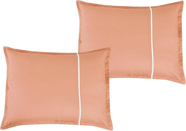 9 Piece Bed-in-a-Bag Coral Pink Quilted Solid Soft Bedding Comforter Set