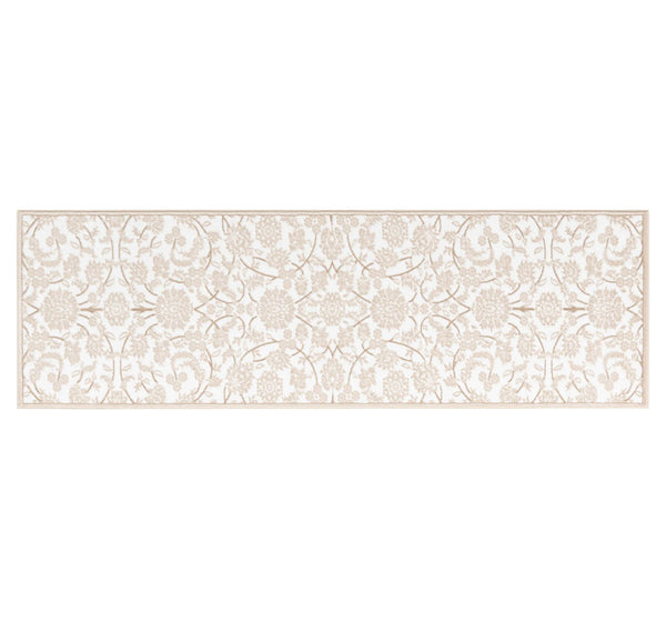 Cream & Beige Floral Traditional Botanical Runner Rug for Hallway & Entryway - 3' x 9'10"
