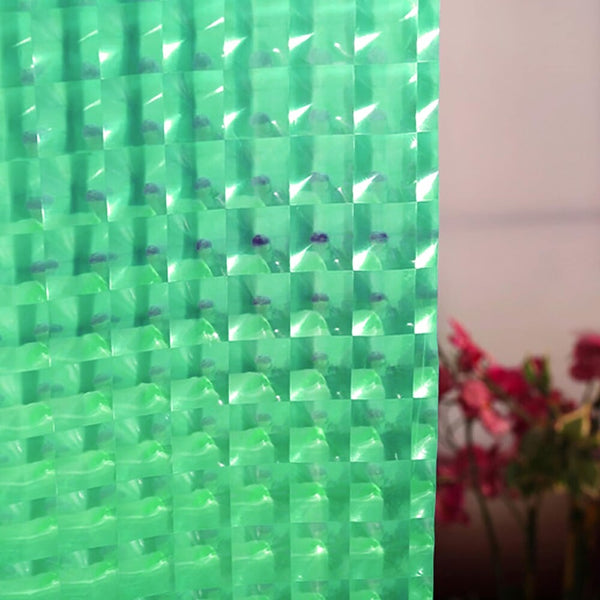 Green 3D Geometric Vinyl Shower Curtain Liner Waterproof