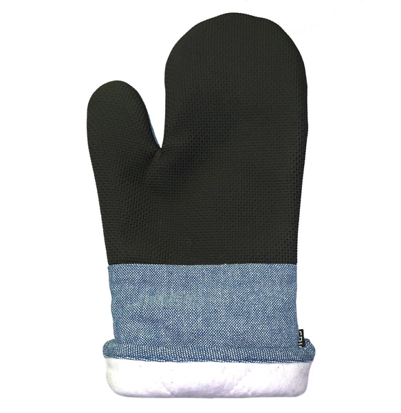 Denim Blue Heat Resistant Thick Soft Quilted Lining Kitchen Oven Glove Mitts With Neoprene