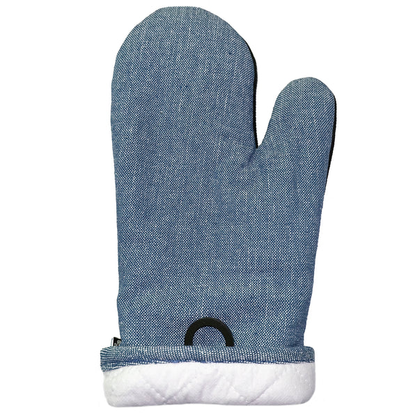 Denim Blue Heat Resistant Thick Soft Quilted Lining Kitchen Oven Glove Mitts With Neoprene