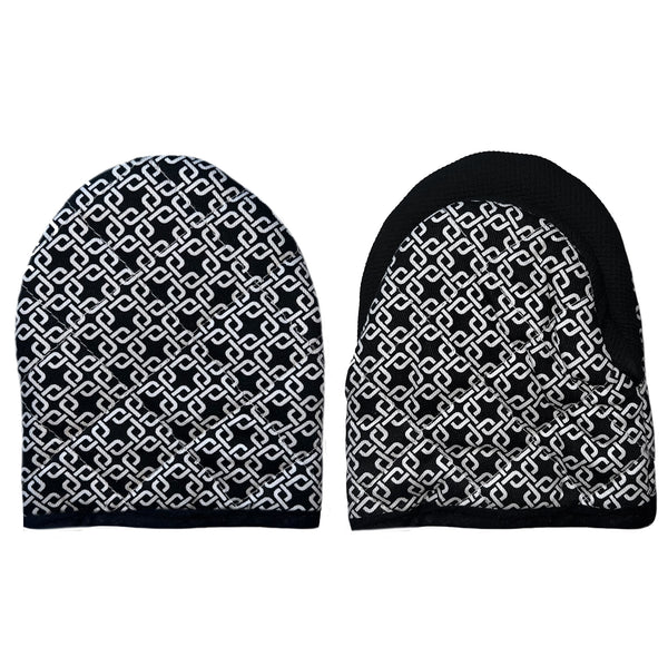 Black & White Heat Resistant Thick Soft Quilted Lining Kitchen Mini Oven Glove Mitts