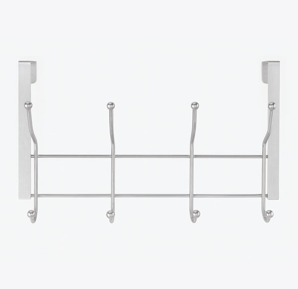 Silver Over The Door Hanger Hanging Rack 8 Hooks Organizer