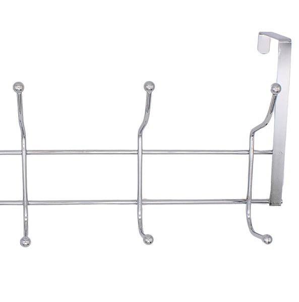 Silver Over The Door Hanger Hanging Rack 8 Hooks Organizer