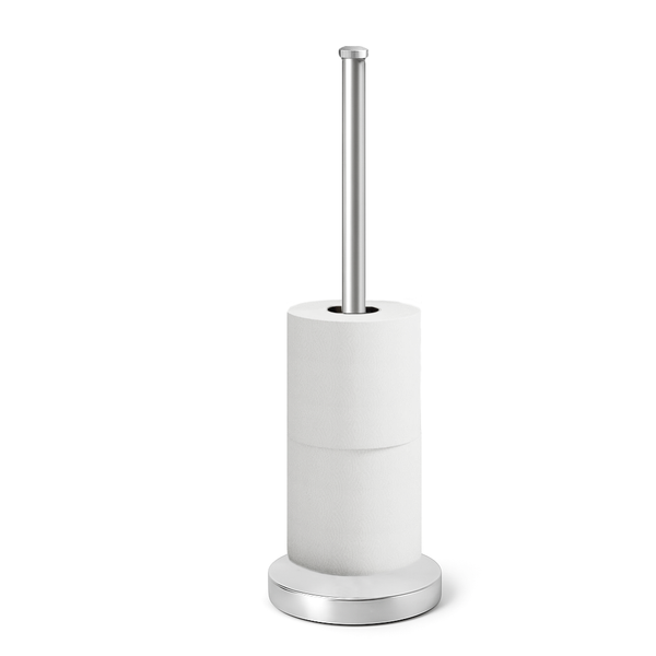 21.7" Tall - Silver Chrome Toilet Paper Storage Stand Holder