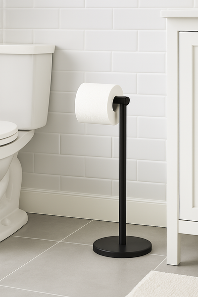 21.5" Tall - Matte Black Toilet Paper Storage Stand Holder