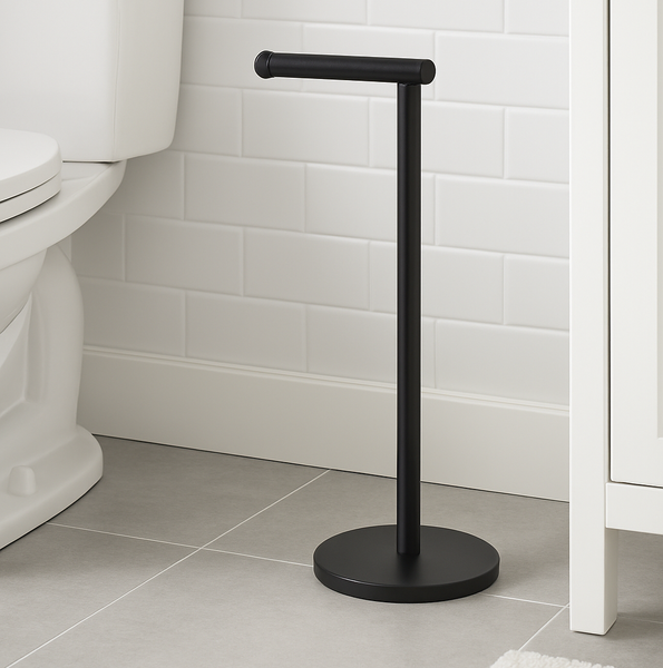 21.5" Tall - Matte Black Toilet Paper Storage Stand Holder