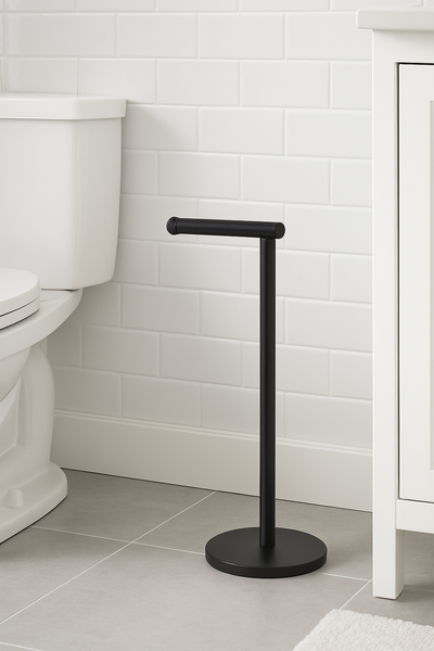 21.5" Tall - Matte Black Toilet Paper Storage Stand Holder