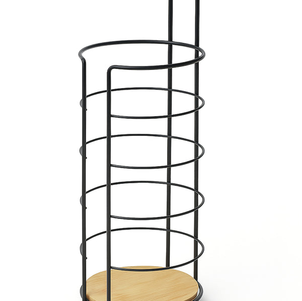 25" Tall - Matte Black Bamboo Toilet Paper Storage Stand Holder