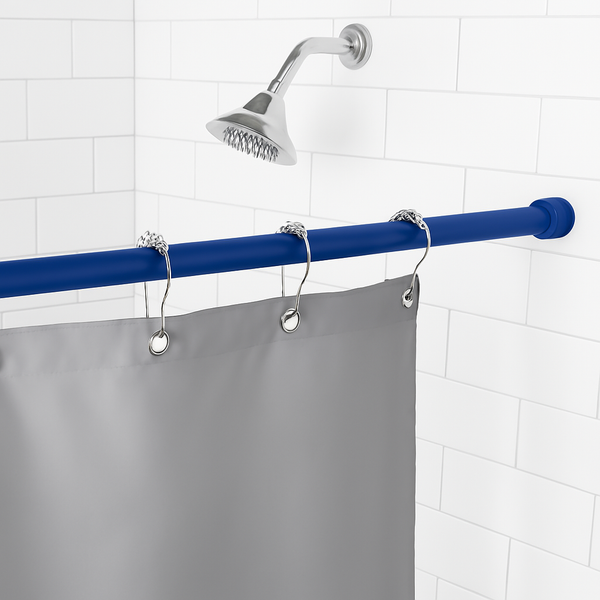 Royal Blue Adjustable Spring Tension Curtain Rod Heavy Duty Anti-slip 42-72" Inches
