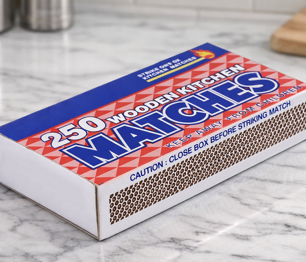 1 Box of 250 count Wooden Kitchen Matches Strike on Box Camping Fire Starters