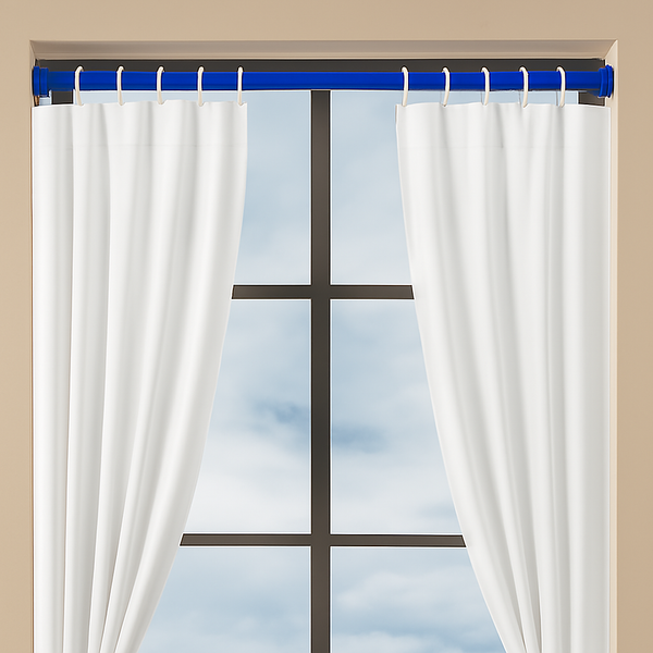 Royal Blue Adjustable Spring Tension Curtain Rod Heavy Duty Anti-slip 42-72" Inches