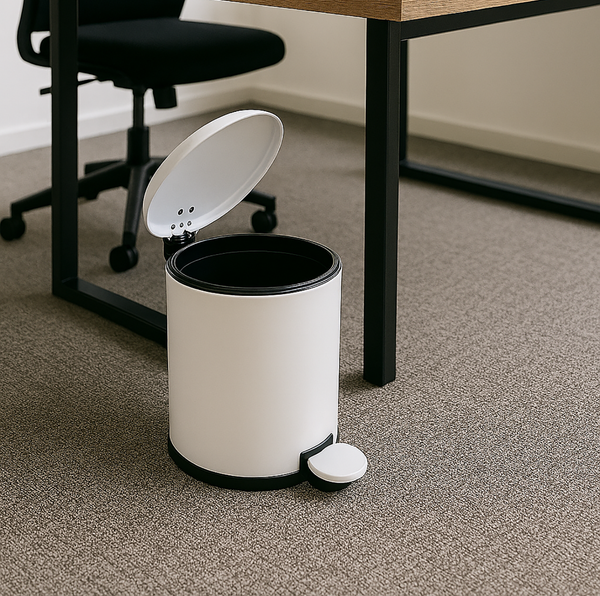 10" Tall White Step Garbage Can with Removable Inner Bucket, Soft-Close Metal Waste Basket with Foot Pedal