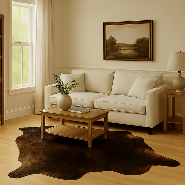 6' x 7' Feet Chocolate Cowhide Handmade Soft Large Cow Hide Cow Skin Leather Animal Area Rug