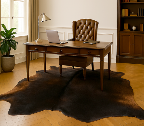 6' x 7' Feet Chocolate Cowhide Handmade Soft Large Cow Hide Cow Skin Leather Animal Area Rug