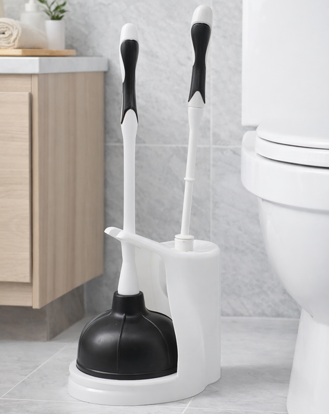 Toilet Brush & Plunger Set with Holder