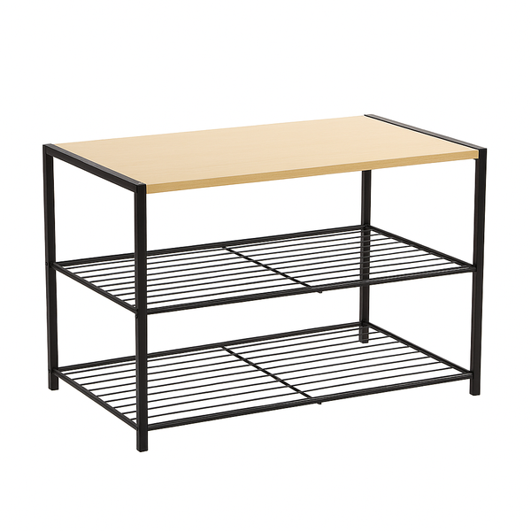 Metal Wood 3-Tier Multifunctional Storage Organizer - 23.6" x 17.5" x 11.8"