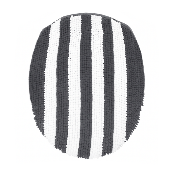 18"x18" - Charcoal Grey White Stripe Soft Cozy Plush Chenille Toilet Seat Cover