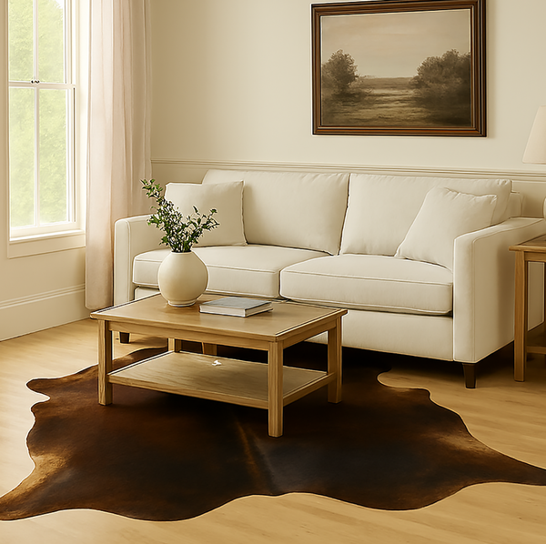 6' x 7' Feet Chocolate Cowhide Handmade Soft Large Cow Hide Cow Skin Leather Animal Area Rug