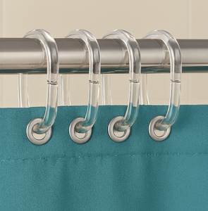 12 Piece Clear Premium Plastic Shower Curtain Hooks Rings C-Shape 2.3" Inches