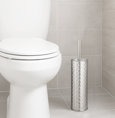 16" Tall Modern Light Grey Toilet Brush Set with Holder