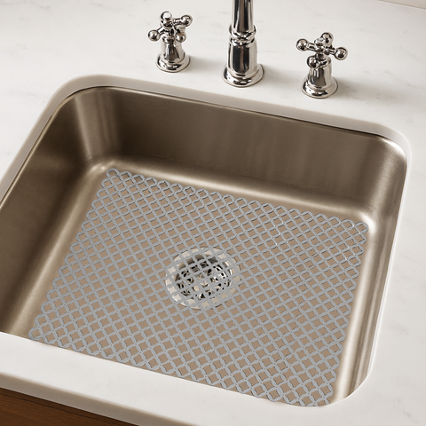 12"x11" - Grey Durable Rubber Non-Slip Fast Draining Kitchen Sink Mat
