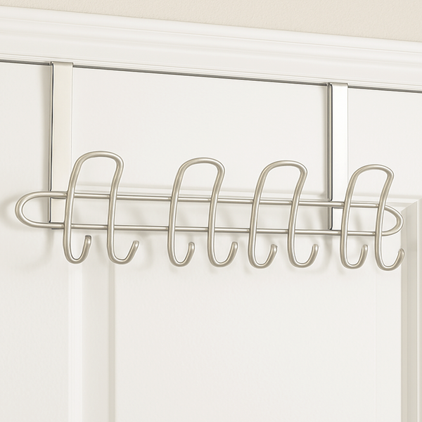 Heavy Duty Nickel Silver The Door Hanger Hanging Rack 8 Hooks Organizer