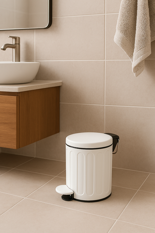 10" Tall White Step Garbage Can with Removable Inner Bucket, Soft-Close Metal Waste Basket with Foot Pedal