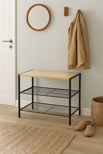 Metal Wood 3-Tier Multifunctional Storage Organizer - 23.6" x 17.5" x 11.8"